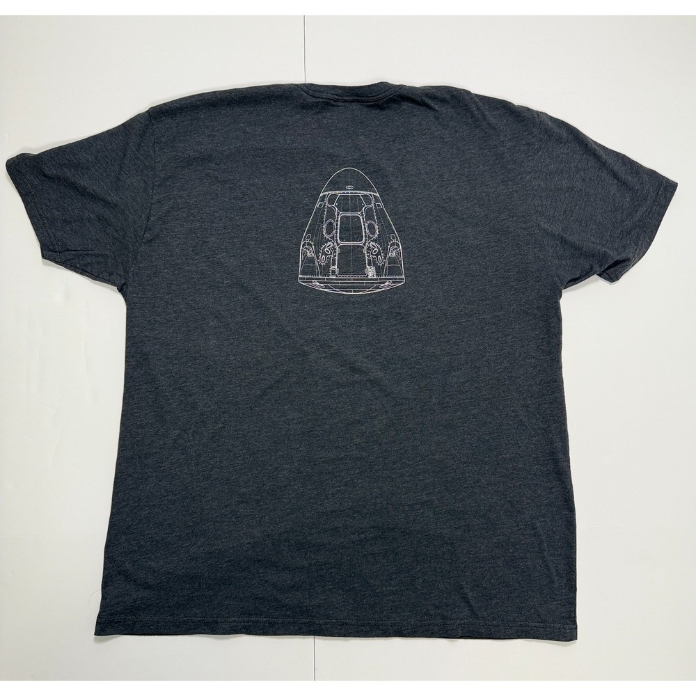SpaceX Dragon Capsule T-Shirt 2XL Gray Crew Neck‎ Graphic Tee Space Exploration
